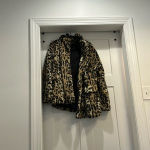 Free People Fluffy Large Animal Print Jacket